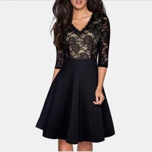 Elegant Black Lace Asymmetrical Dress